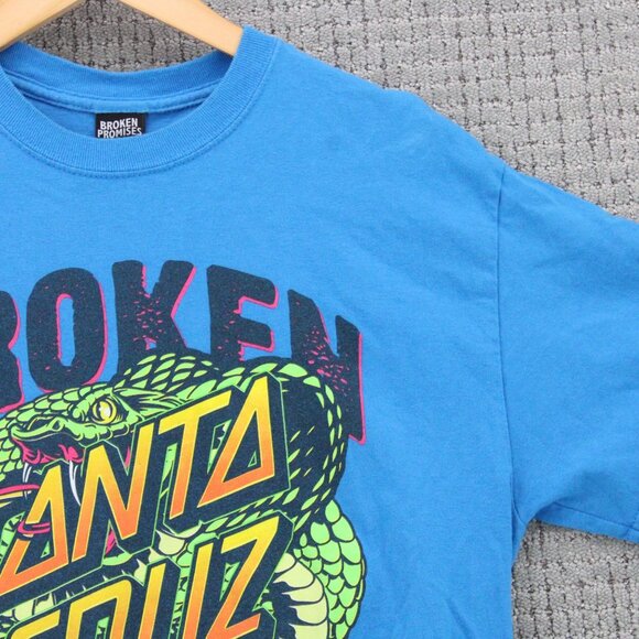 Broken Promises x Santa Cruz Shirt Mens Medium M Blue Short Sleeve Big Graphic - Picture 2 of 9